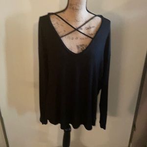 PINK Victoria's Secret Black Criss-Cross Long Sleeve Tee
